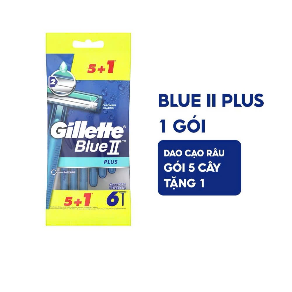 Dao Cạo Râu Gillette Blue II Plus - Gói 8 Cây Tặng 2/ 5 Cây Tặng 1