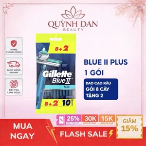 Dao Cạo Râu Gillette Blue II Plus - Gói 8 Cây Tặng 2/ 5 Cây Tặng 1