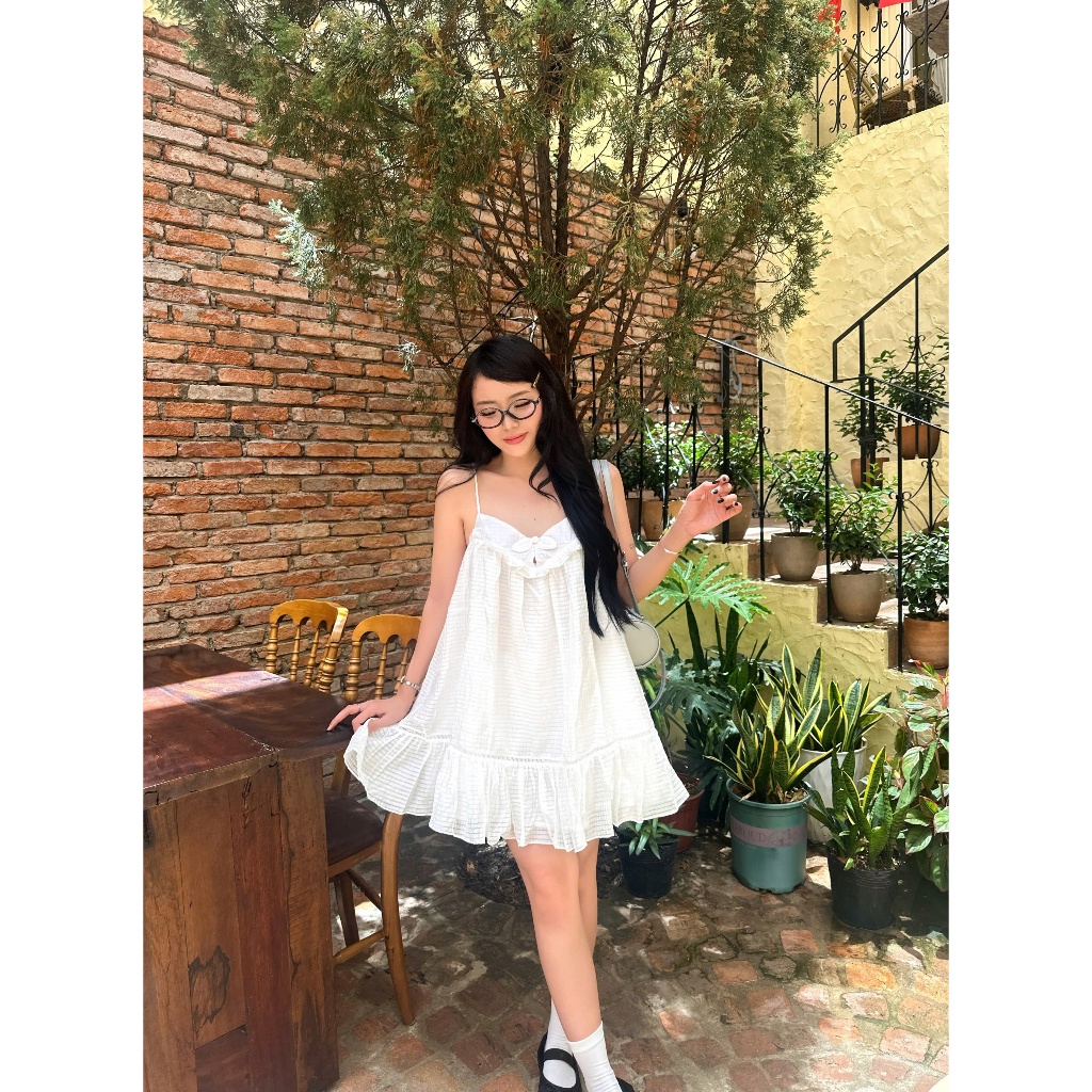 Đầm Nữ QUICY DRESS Form Babydoll Thắt Nơ Nhí Đáng Yêu SECODEE