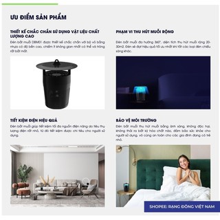 Đèn bắt muỗi Rạng Đông công suất 5W không gây tiếng ồn, không tạo mùi khét, tiện lợi dễ sử dụng