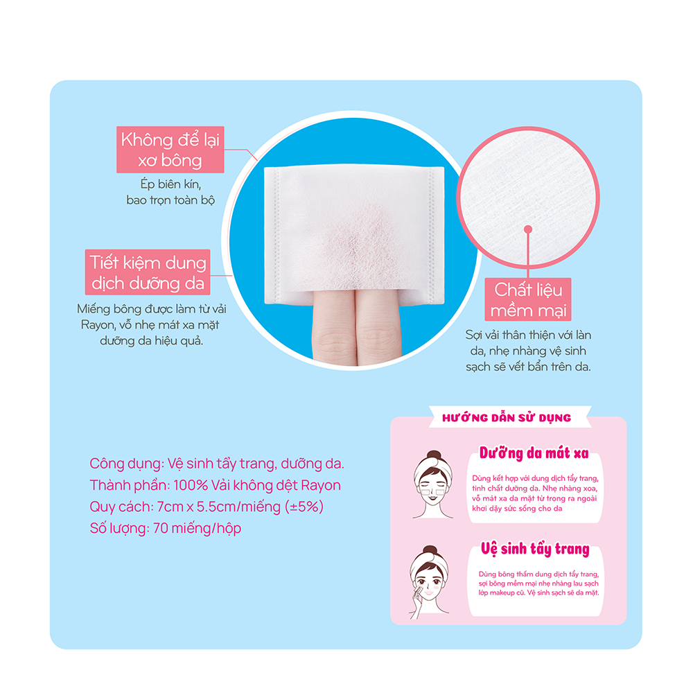 [Combo] Bông Tẩy Trang PUFFME Dạng Túi Xỏ Ngón 70 Miếng - Mềm Mại Không Xơ Bông