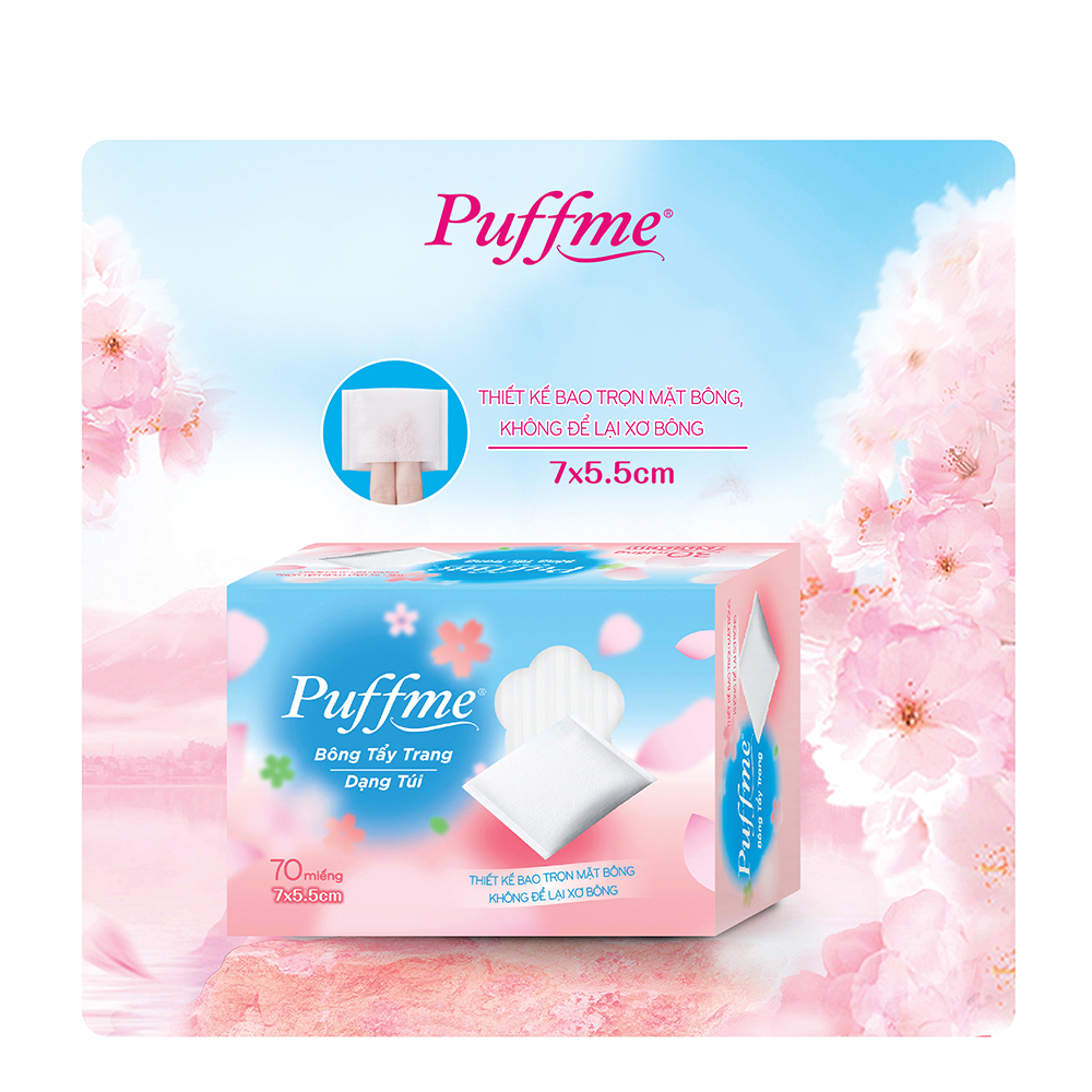 [Combo] Bông Tẩy Trang PUFFME Dạng Túi Xỏ Ngón 70 Miếng - Mềm Mại Không Xơ Bông