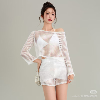 Bộ Đồ Bơi Bikini 3 Mảnh Che Bụng Kèm Áo Khoác Ngoài Ren Thời Trang Cho Nữ