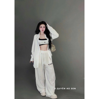 SET ĐŨI 3 MÓN GỒM ÁO 2S PHỐI KÈM ÁO SƠ MI MIX QUẦN ỐNG XUÔNG HOT HIT