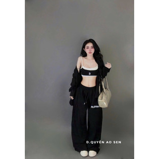 SET ĐŨI 3 MÓN GỒM ÁO 2S PHỐI KÈM ÁO SƠ MI MIX QUẦN ỐNG XUÔNG HOT HIT