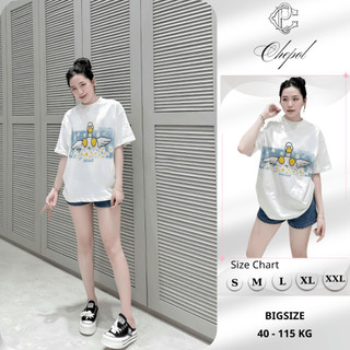 Áo Phông Nữ Chepol Form Rộng, In Thiên Nga Trắng, Cổ Tròn, Chất Cotton co giãn, thoáng mát, bigsize đến 120kg - CP_13368