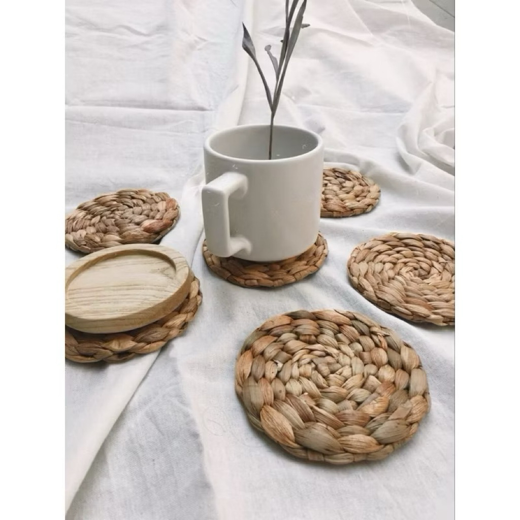 Lót Ly Cói ,lục bình Đan Thủ Công- Lót cốc VIntage Decor, Thảm Decor Bàn Trà , Quán Cafe và Nhà hàng cao cấp