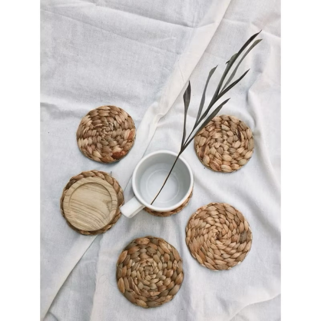 Lót Ly Cói ,lục bình Đan Thủ Công- Lót cốc VIntage Decor, Thảm Decor Bàn Trà , Quán Cafe và Nhà hàng cao cấp