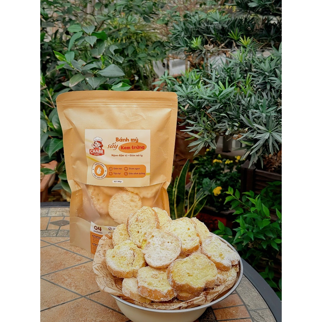 Bánh Mì Sấy CHABE FOODS Vị Kem Trứng 300g – Giòn Tan, Thơm Ngậy, Không Ngấy