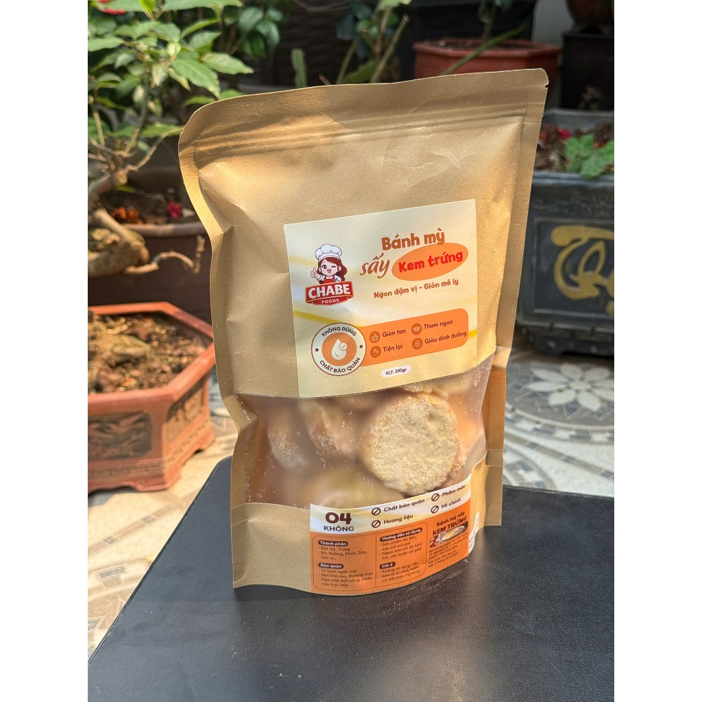 Bánh Mì Sấy CHABE FOODS Vị Kem Trứng 300g – Giòn Tan, Thơm Ngậy, Không Ngấy
