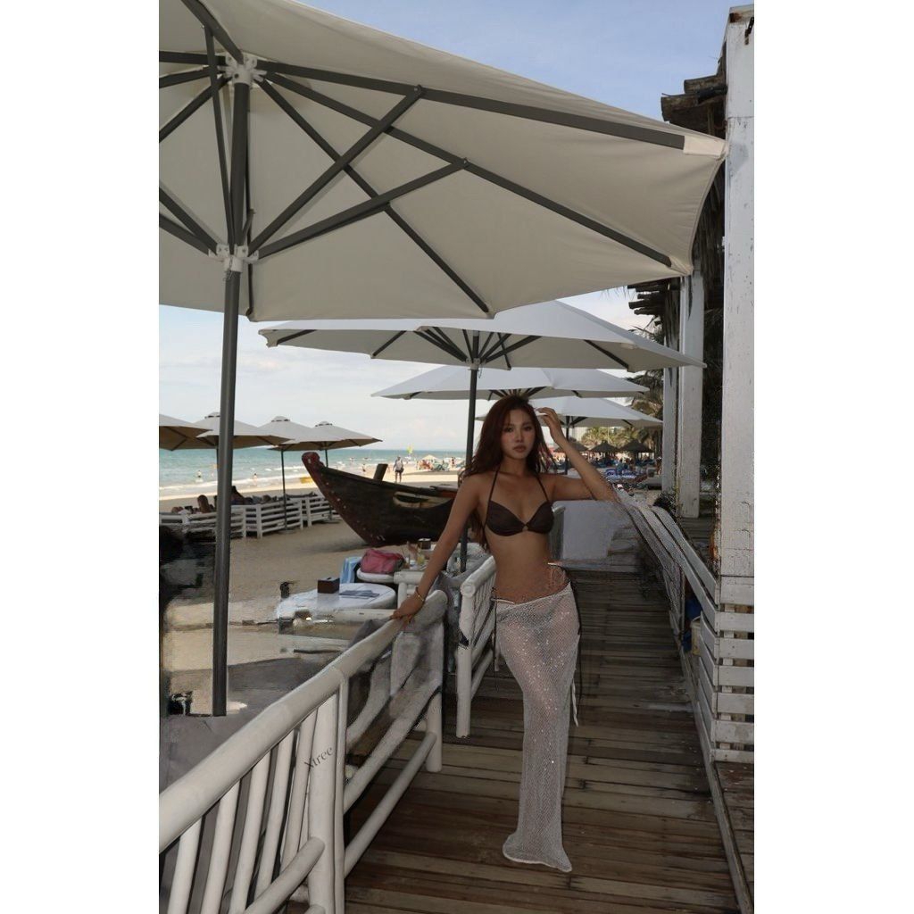 Khăn Quấn, Chân Váy Lưới Quấn Ngoài Bikini Đi Biển Dáng Dài và Tam Giác Quyến Rũ, Sexy