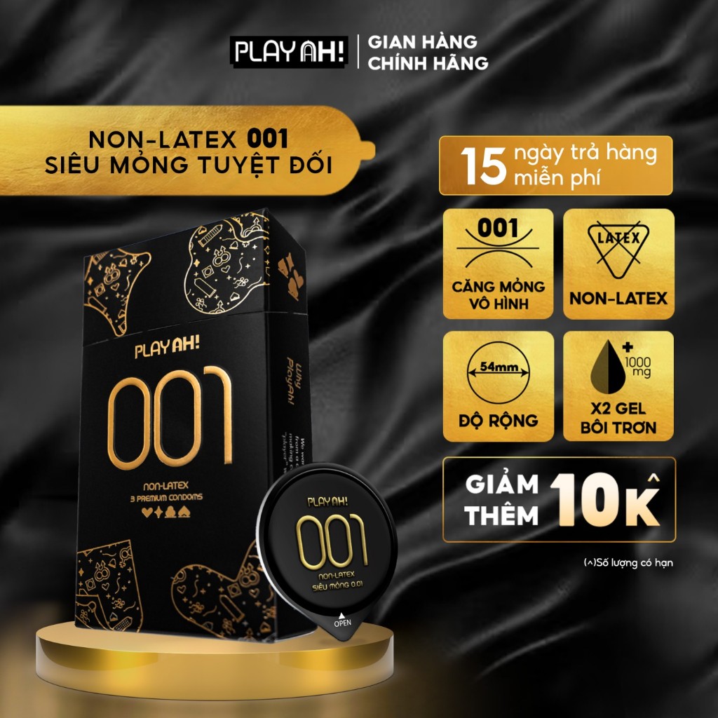 Bao Cao Su PlayAh! Non-Latex Siêu Mỏng 001 - Hộp 3 Cái | Shopee Việt Nam