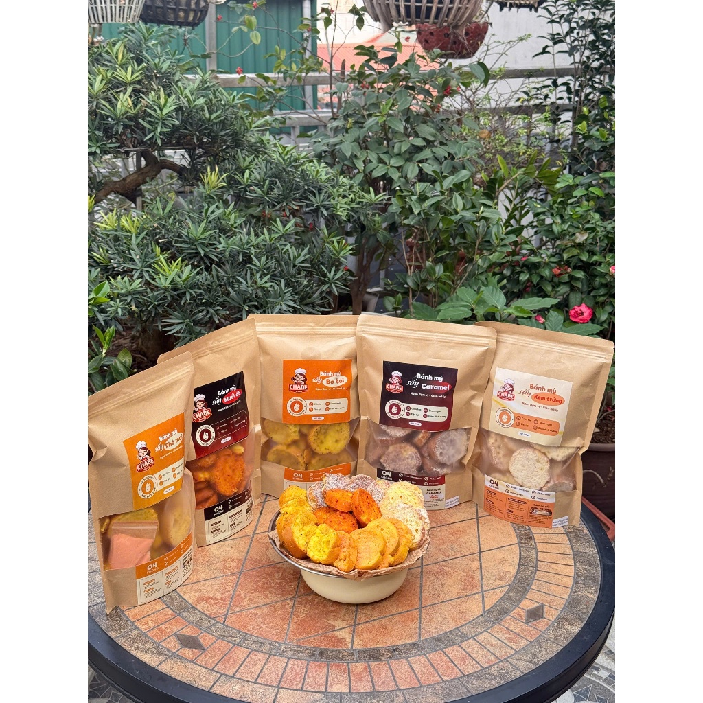 Combo Bánh Mỳ Sấy CHABE FOODS Mix Vị Siêu Ngon, Giòn Rụm, Ăn Vặt, Trà Chiều