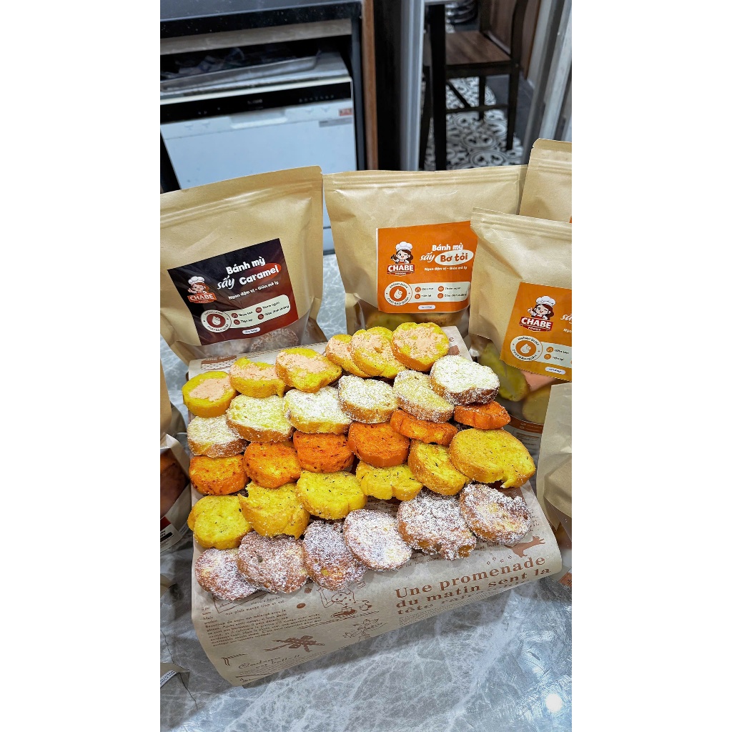 Combo Bánh Mỳ Sấy CHABE FOODS Mix Vị Siêu Ngon, Giòn Rụm, Ăn Vặt, Trà Chiều