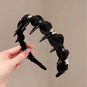 Băng Đô Cài Tóc Nữ Đính Đá, Băng Đô Cài Tóc Voan Đen Đính Đá Cá Tính – Phong Cách Dark Chic, Sang Trọng & Nổi Bật