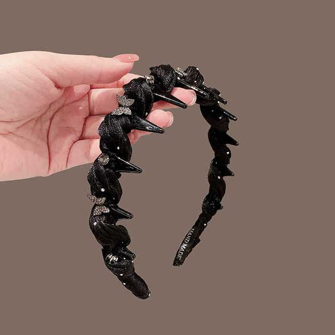 Băng Đô Cài Tóc Nữ Đính Đá, Băng Đô Cài Tóc Voan Đen Đính Đá Cá Tính – Phong Cách Dark Chic, Sang Trọng & Nổi Bật