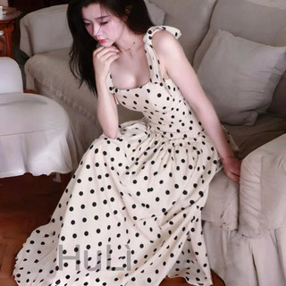 SET ÁO HAI DÂY CHẤM BI CROPTOP MIX CHÂN VÁY DÁNG MAXI , BỘ ĐỒ NỮ CHÂN VÁY