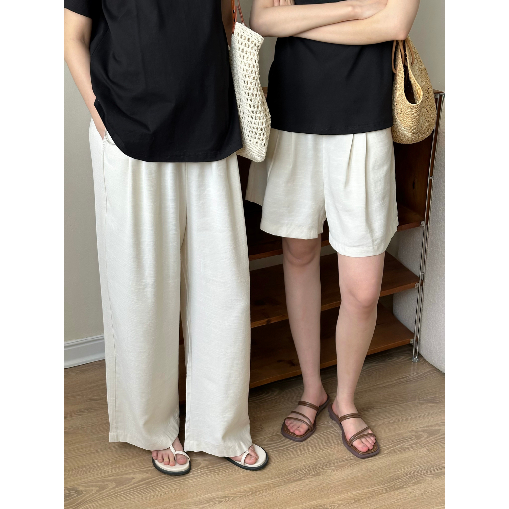 Quần bầu suông ống rộng Uni Pants lưng chun, chất liệu đũi xước Hàn, mát lạnh chống nhăn BY LAMME