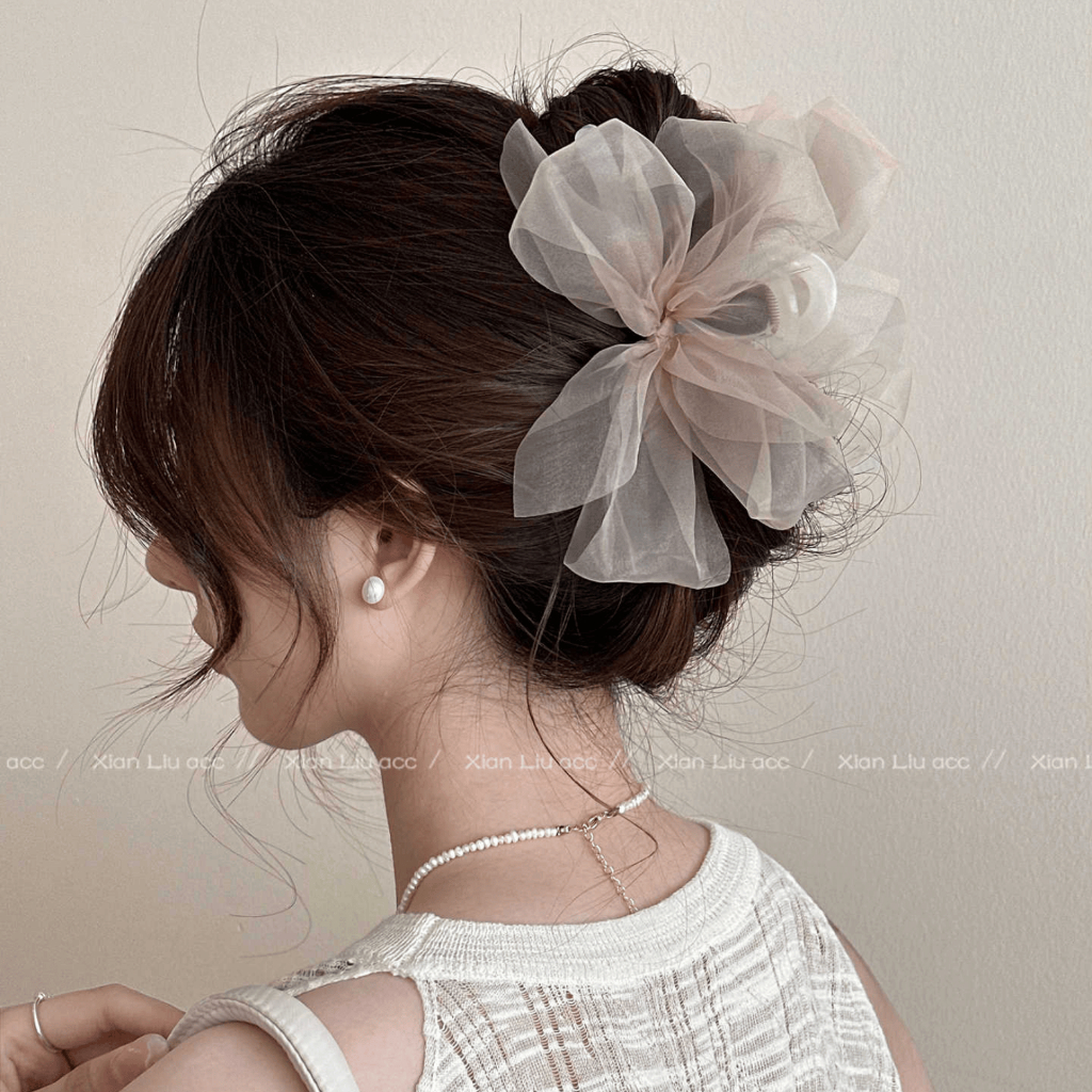 Kẹp Tóc Nơ Voan Tiểu Thư Child Phong Cách Hàn Quốc