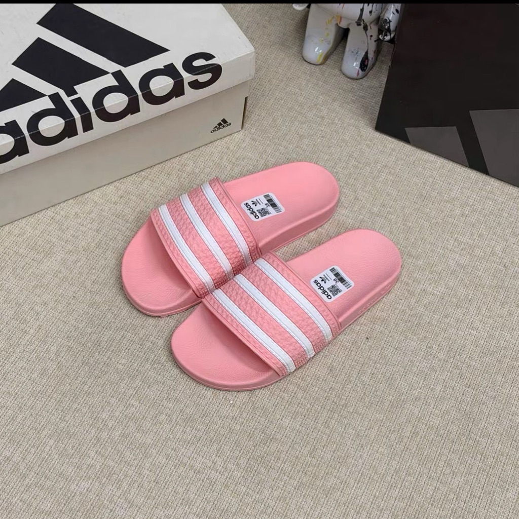 Dép quai ngang ADIDAS dập nổi kẻ hồng hàng siêu cấp loại 1 đủ màu đủ size êm chân dễ phối đồ