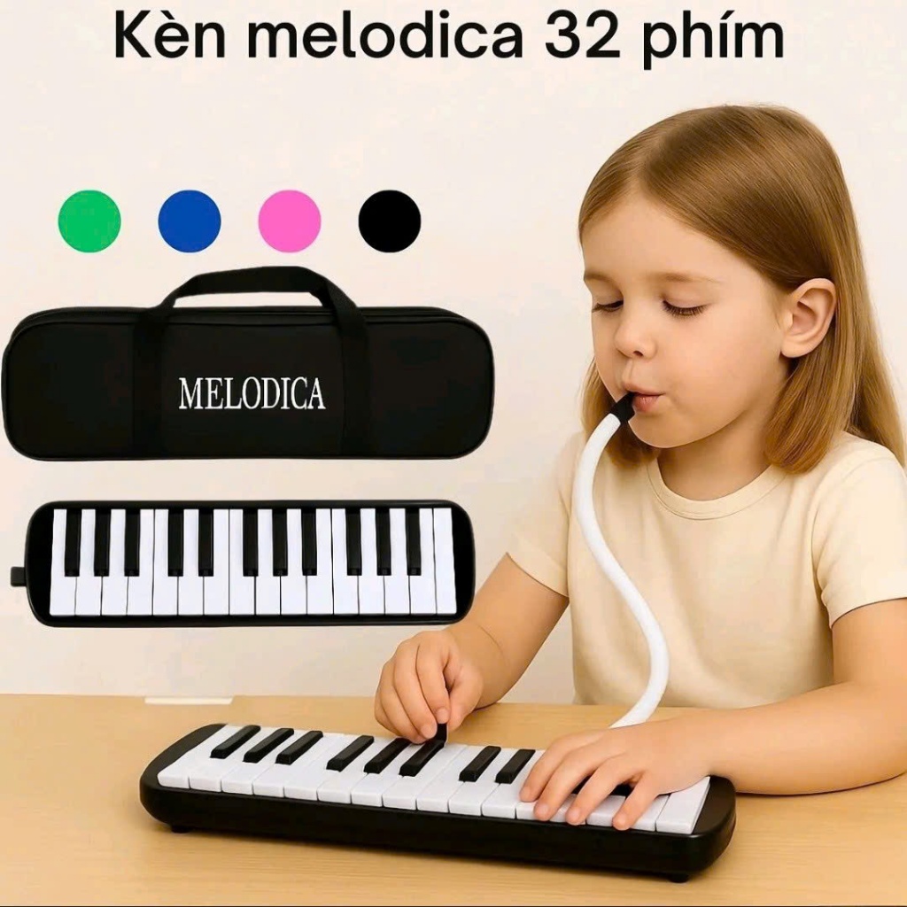 Kèn Melodica 32 Phím – Âm Chuẩn – Dễ Thổi – Tặng Full Phụ Kiện – Túi + Ống Thổi Ngắn Dài Cho Bé