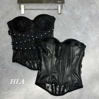 QCL1 8042 Áo cup ren corset phối đinh lưng da mới về siêu hot,cực chất