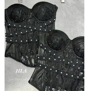 QCL1 8042 Áo cup ren corset phối đinh lưng da mới về siêu hot,cực chất
