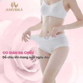 Quần Lót Nữ Su Thông Hơi Thoáng Mát – Quần Chip Nữ Cạp Vừa Họa Tiết Gấu, Đáy 2 Lớp – AMYBRA L718
