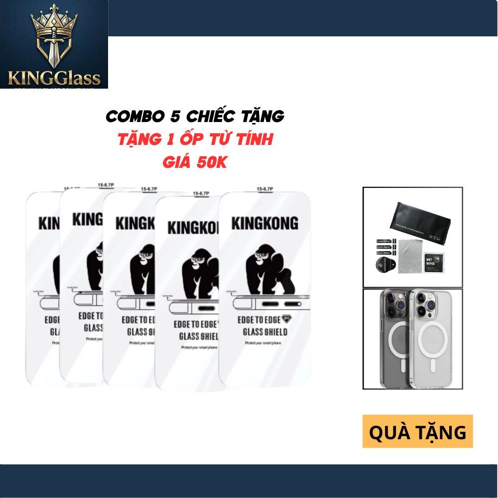 Kính cường lực cao cấp  KING GLASS Không viền đen cho điện cho iphone giúp tăng cường tầm nhìn
