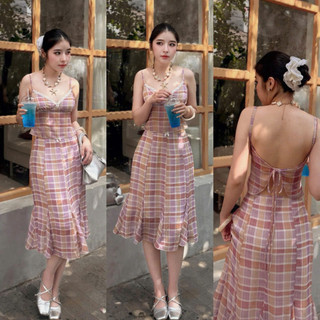 SEP House - Set voan 2 dây cô V viền ren cột nơ lưng phối chân váy đuôi cá lửng đính nơ trendy mùa hè 2026