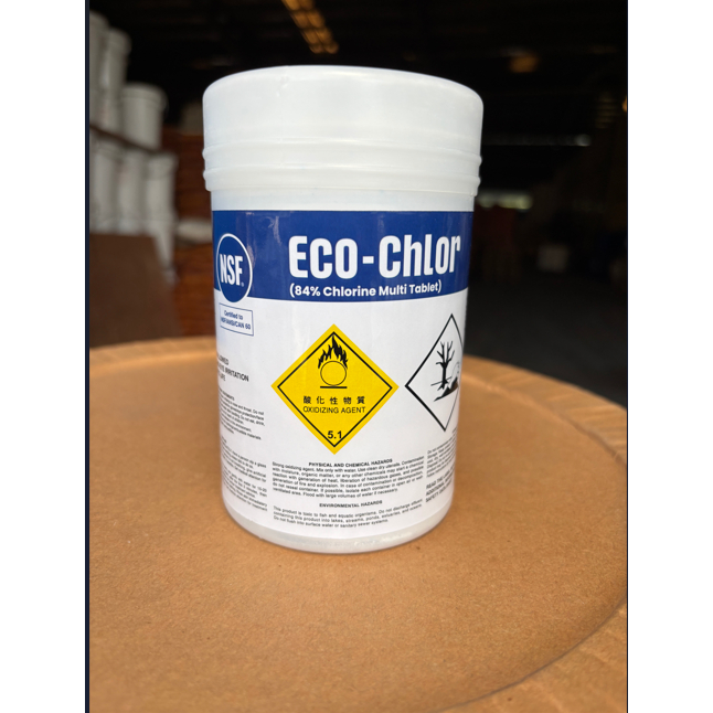 [HỘP 1KG] Eco Chlor Loại Mới 3 In 1 TCCA Clo viên 200g - Chlorine 84% Clo bể bơi,diệt rêu tảo,trợ lắng,làm trong nước