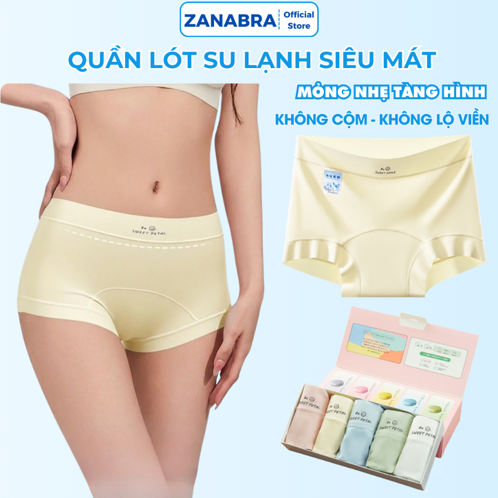 Hộp 5 Quần Lót Đi Biển Tàng Hình ZANABRA - Quần Boxer Nữ Mặc Váy Chất Su Mịn Không Lộ Viền L5422