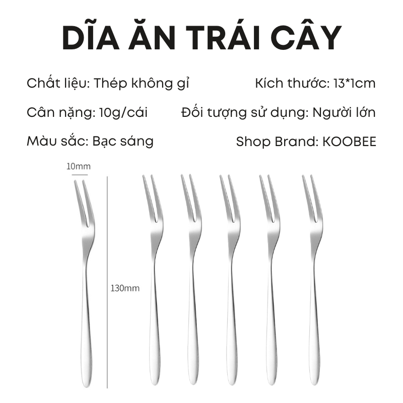 Set 5/10 Dĩa Hoa Quả Inox Không Gỉ DC04 – Nĩa Xiên Trái Cây, Tráng Miệng, Bánh Ngọt – Sang Trọng, Sáng Bóng, Bền Đẹp