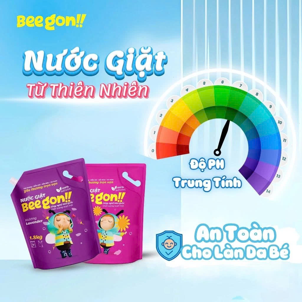 Nước Giặt Xả BEEGON 1,8L,Túi Từ Thiên Nhiên An Toàn,Tiện Lợi,Lưu Hương Dịu Nhẹ 48H