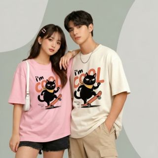 CLARO Áo thun nam nữ áo phông unisex 100% cotton cao cấp I'M COOL mèo cool