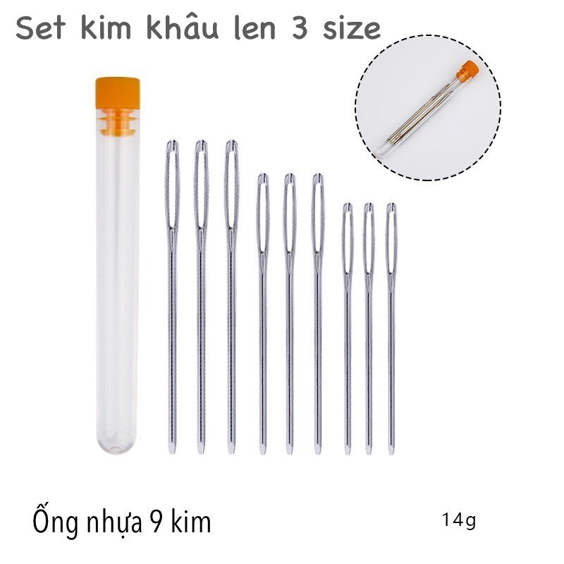Set 9 kim khâu len bằng thép không gỉ kèm hộp nhựa dùng trong đan móc | Tiệm Len Của Sam - Sam Crochet