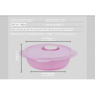 BOWL 390ML,  NHỎ GỌN, CÓ NÚT VAN THỞ, DÙNG LÒ VI SÓNG CỰC TIỆN