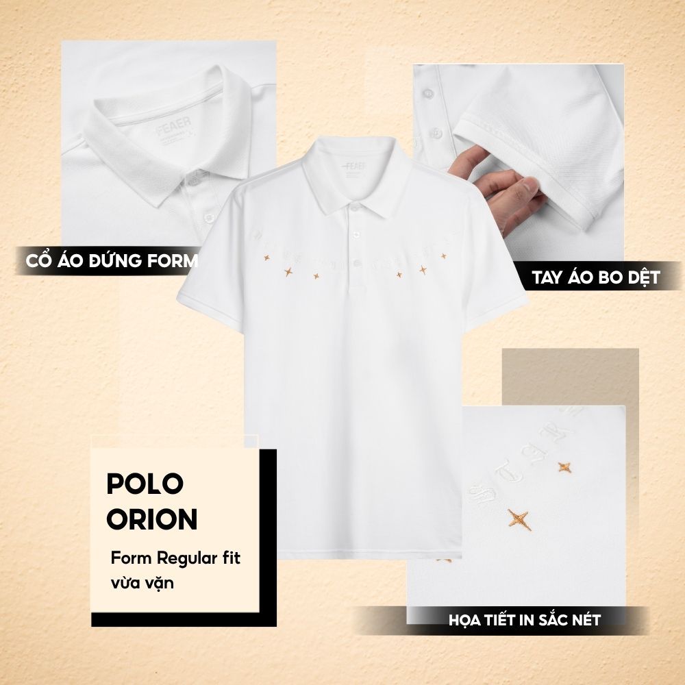 ÁO POLO ORION họa tiết ngôi sao tối giản, form chuẩn nam tính, chất vải Cotton Micro thoáng mát, du lịch hè - FEAER