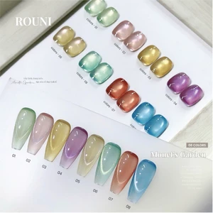 Sơn gel ROUNI Monet Garden Collection Cat Eye 2026 phong cách xuân hè mới nail mắt mèo thủy tinh lấp