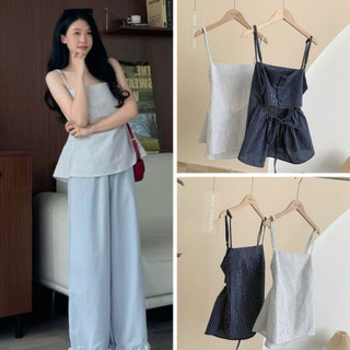 Áo 2 Dây Thiết Kế Khoét Lưng Sọc Dọc Cao Cấp - Áo Hai Dây Nữ Dây Rút Eo Tôn Dáng Phong Cách Hàn Quốc