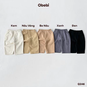 Quần Kaki Thêu Túi, Quần Dài Basic Thoải Mái Đáng Yêu Thởi Trang Obebi Cho Bé Trai Bé Gái 8-22kg Q246