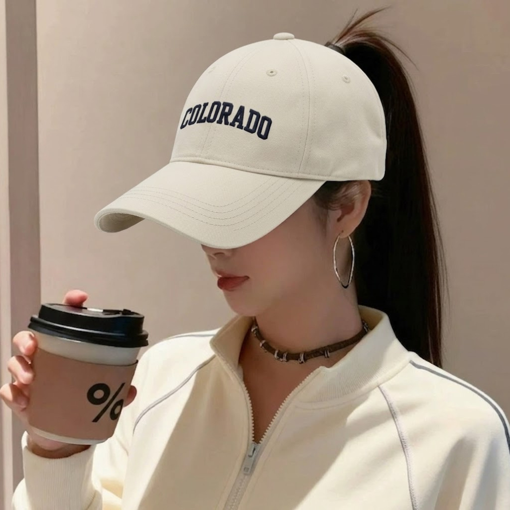 Mũ lưỡi trai nam nữ nửa đầu thêu chữ Colorado, nón lưỡi trai hở chóp thể thao form mềm chất liệu vải kaki cao cấp