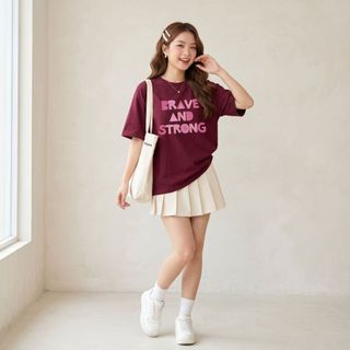 CLARO Áo thun unisex nam nữ áo phông 100% cotton form chuẩn BRAVE AND STRONG