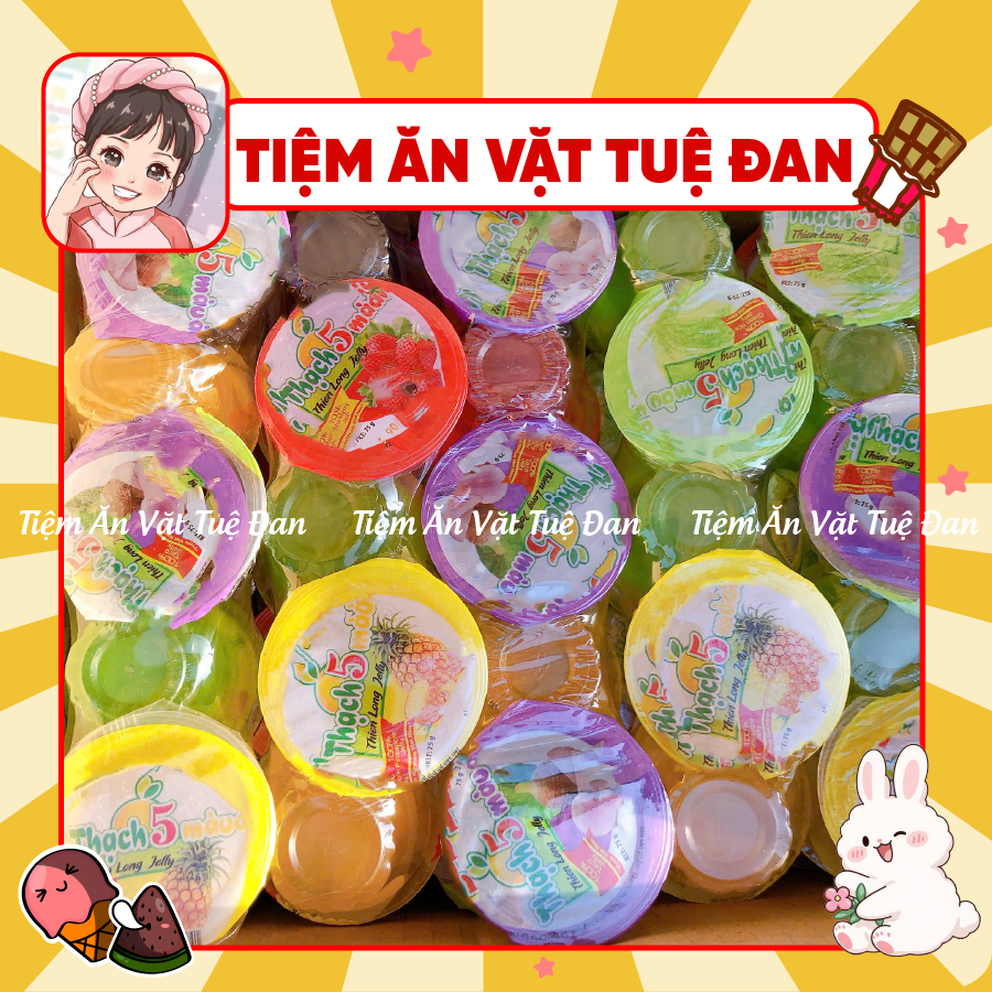 Thạch rau câu 5 màu hương trái cây (Lốc 5 cái 60g) thơm mát giải nhiệt mùa hè, đồ ăn vặt hot nhất