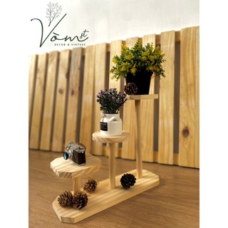 Kệ gỗ 3 tầng decor cây cảnh, chậu hoa