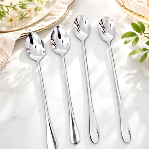Muỗng pha trà uống cà phê cán dài inox sáng bóng 2 kích thước 19,5 cm và 23,5 cm loại tốt