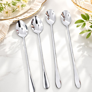( Đá r ) Muỗng pha trà uống cà phê cán dài inox sáng bóng 2 kích thước 19,5 cm và 23,5 cm  loại tốt