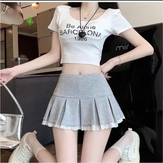 Chân váy xếp ly phối ren trắng | dáng xòe thun tăm | hack chân dài cực xinh