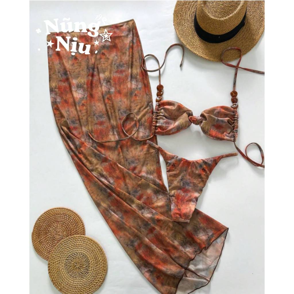 [ORDER 7-11 NGÀY] Bikini Cao Cấp 3 Món Đính Hạt, Outfit Đi Biển Nổi Bật (có ảnh thật)