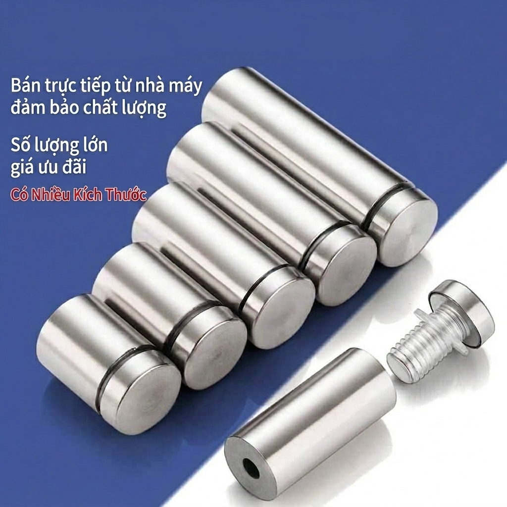 Combo 8 ốc chân kính inox BEDO chống gỉ, ốc chân gương, trụ kính cường lực, phụ kiện lắp kính nhà tắm